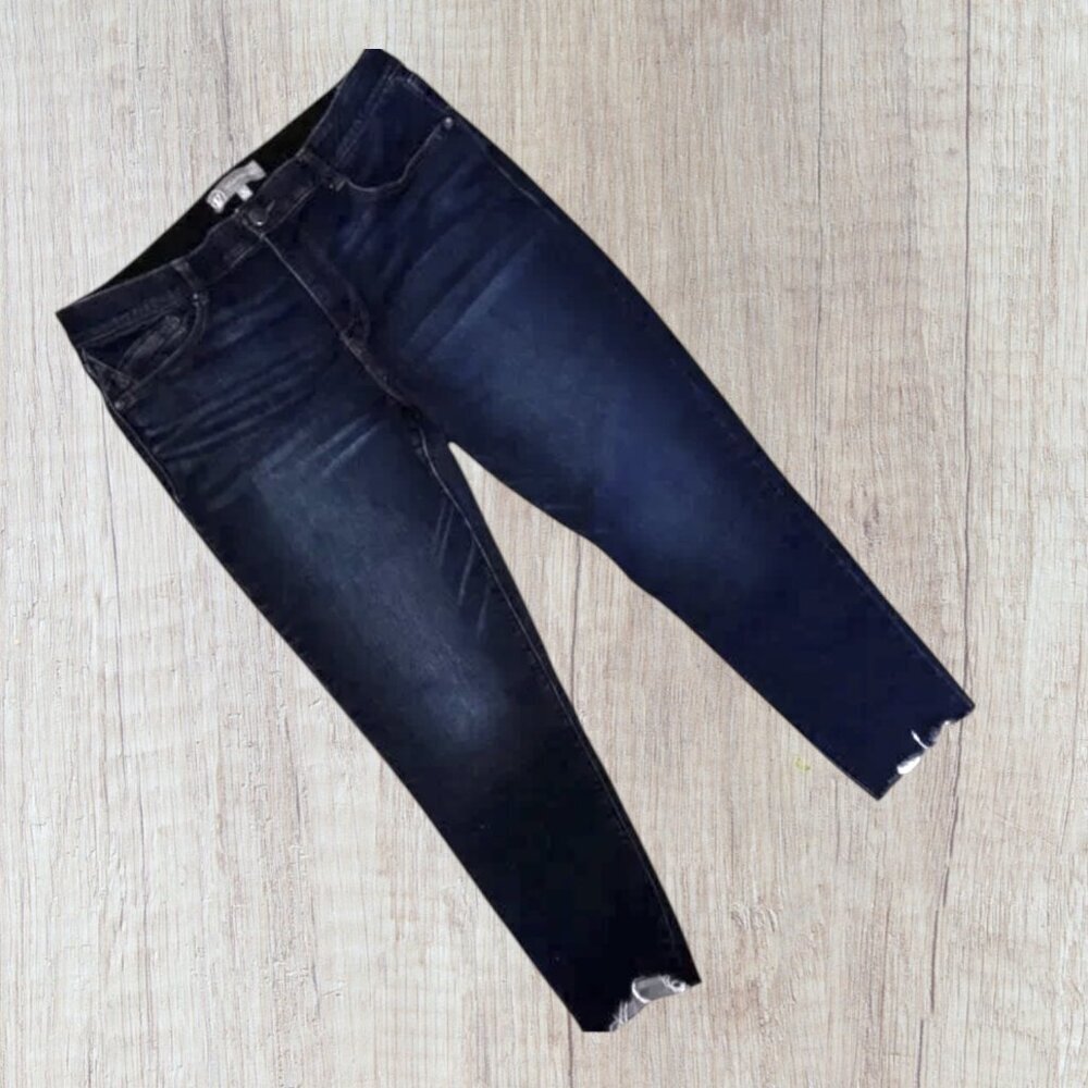 Wit & Wisdom Ab Solution Skinny Jeans Dark Wash Raw Hem Stretch Denim 16